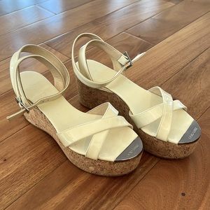 Jimmy Choo off white cork wedges size 6
